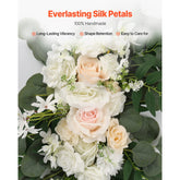 Artificial Wedding Arch Flowers Kit (Pack of 4) with 21Ft Wedding Arch Draping Fabric,Arch Flowers for Wedding Ceremony and Reception Backdrop Wedding Decoration (White)